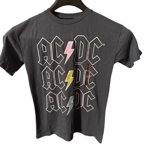 AC/DC Black Short Sleeve Tee with Band Logo